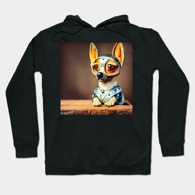 Chihuahua wearing medieval knight armor Hoodie by Studiowatermars